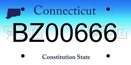 BZ00666 Connecticut License Plate