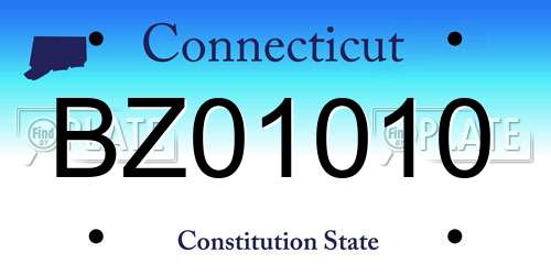 BZ01010 Connecticut License Plate