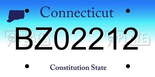 BZ02212 Connecticut License Plate