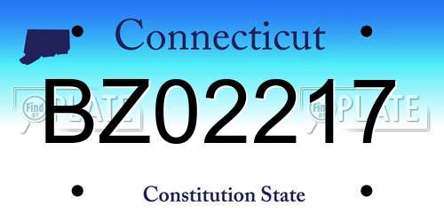 BZ02217 Connecticut License Plate