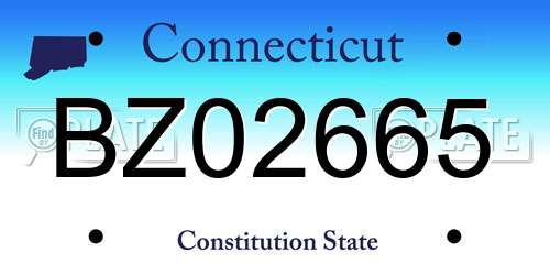 BZ02665 Connecticut License Plate