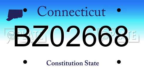 BZ02668 Connecticut License Plate
