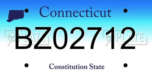 BZ02712 Connecticut License Plate