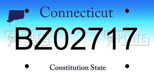 BZ02717 Connecticut License Plate