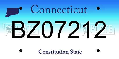 BZ07212 Connecticut License Plate