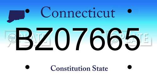 BZ07665 Connecticut License Plate