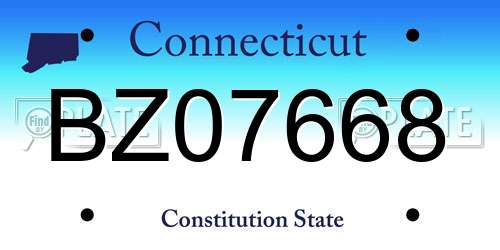 BZ07668 Connecticut License Plate