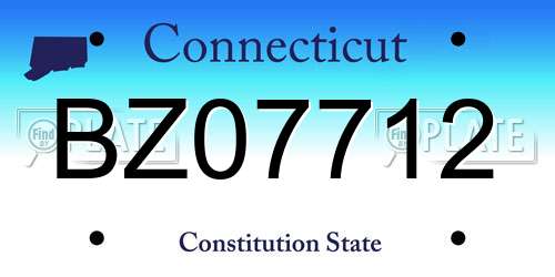 BZ07712 Connecticut License Plate