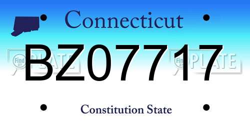 BZ07717 Connecticut License Plate