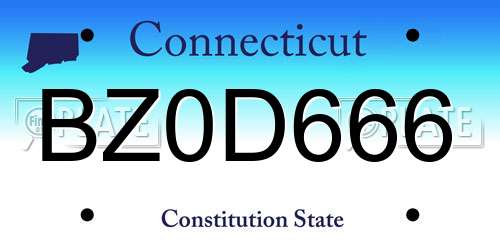 BZ0D666 Connecticut License Plate