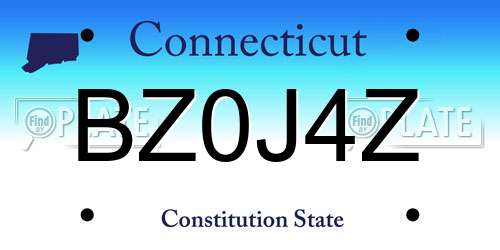 BZ0J4Z Connecticut License Plate
