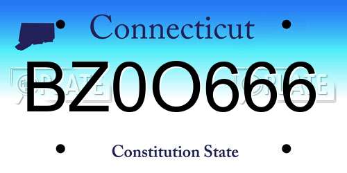 BZ0O666 Connecticut License Plate