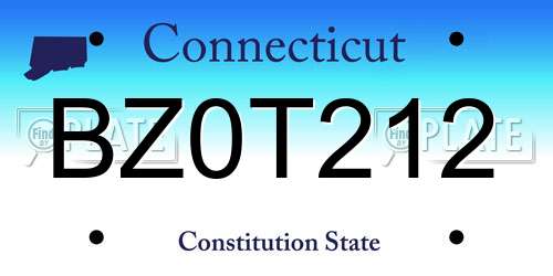 BZ0T212 Connecticut License Plate