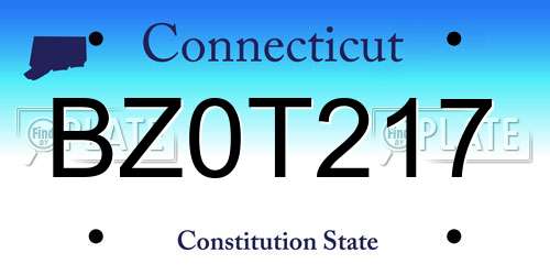 BZ0T217 Connecticut License Plate