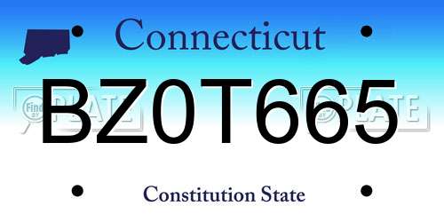 BZ0T665 Connecticut License Plate