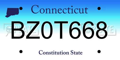 BZ0T668 Connecticut License Plate