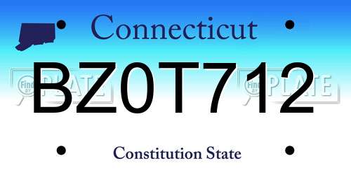 BZ0T712 Connecticut License Plate