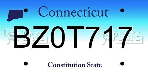 BZ0T717 Connecticut License Plate