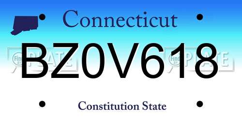 BZ0V618 Connecticut License Plate