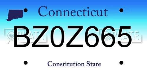 BZ0Z665 Connecticut License Plate