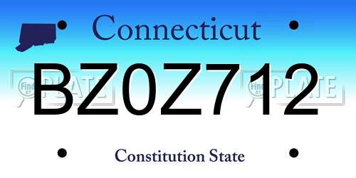 BZ0Z712 Connecticut License Plate