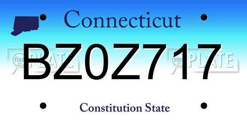 BZ0Z717 Connecticut License Plate