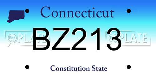 BZ213 Connecticut License Plate
