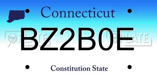 BZ2B0E Connecticut License Plate