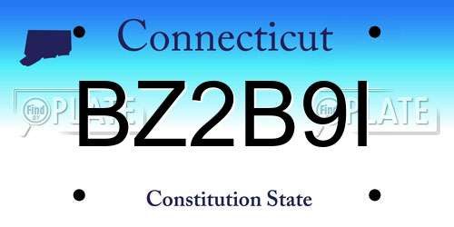 BZ2B9I Connecticut License Plate