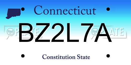 BZ2L7A Connecticut License Plate