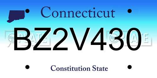 BZ2V430 Connecticut License Plate