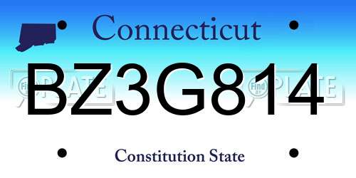 BZ3G814 Connecticut License Plate