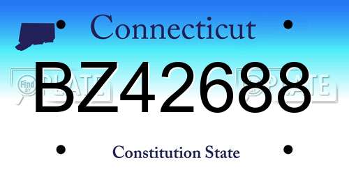 BZ42688 Connecticut License Plate