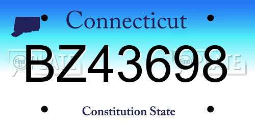 BZ43698 Connecticut License Plate