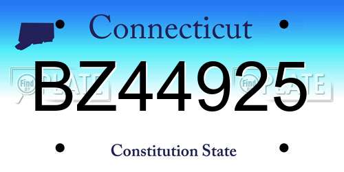 BZ44925 Connecticut License Plate