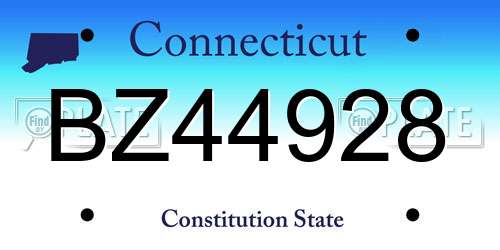 BZ44928 Connecticut License Plate