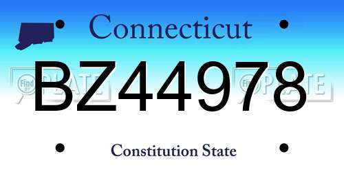 BZ44978 Connecticut License Plate