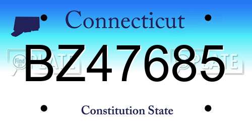 BZ47685 Connecticut License Plate