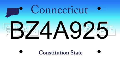 BZ4A925 Connecticut License Plate