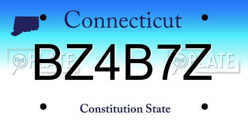 BZ4B7Z Connecticut License Plate