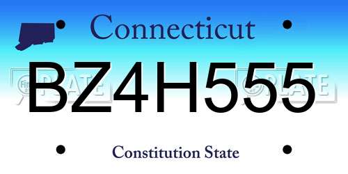 BZ4H555 Connecticut License Plate