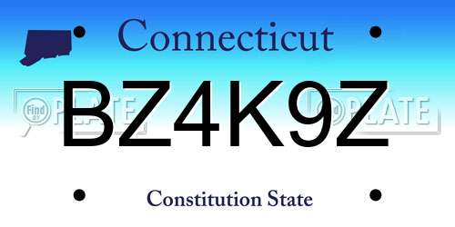 BZ4K9Z Connecticut License Plate