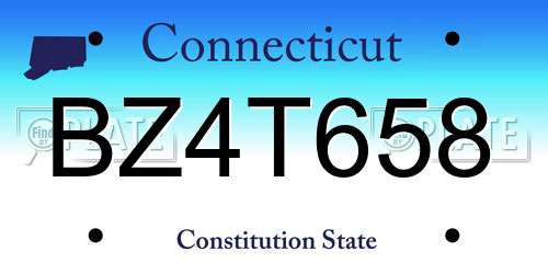 BZ4T658 Connecticut License Plate