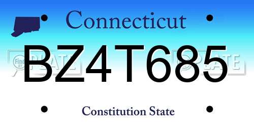 BZ4T685 Connecticut License Plate