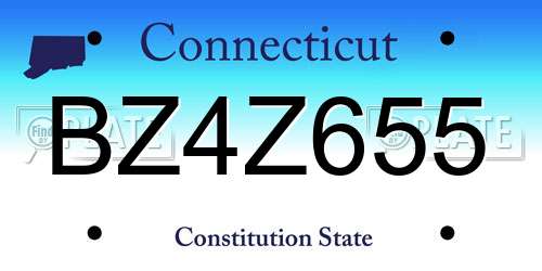 BZ4Z655 Connecticut License Plate