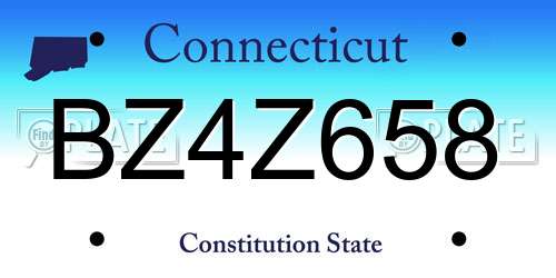 BZ4Z658 Connecticut License Plate