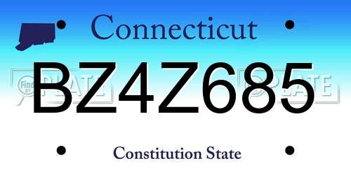 BZ4Z685 Connecticut License Plate
