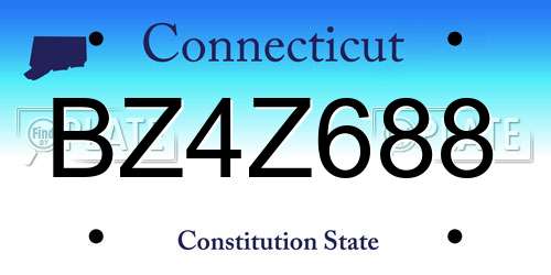 BZ4Z688 Connecticut License Plate