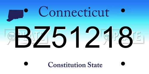 BZ51218 Connecticut License Plate