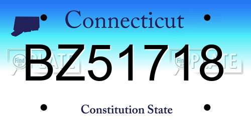 BZ51718 Connecticut License Plate